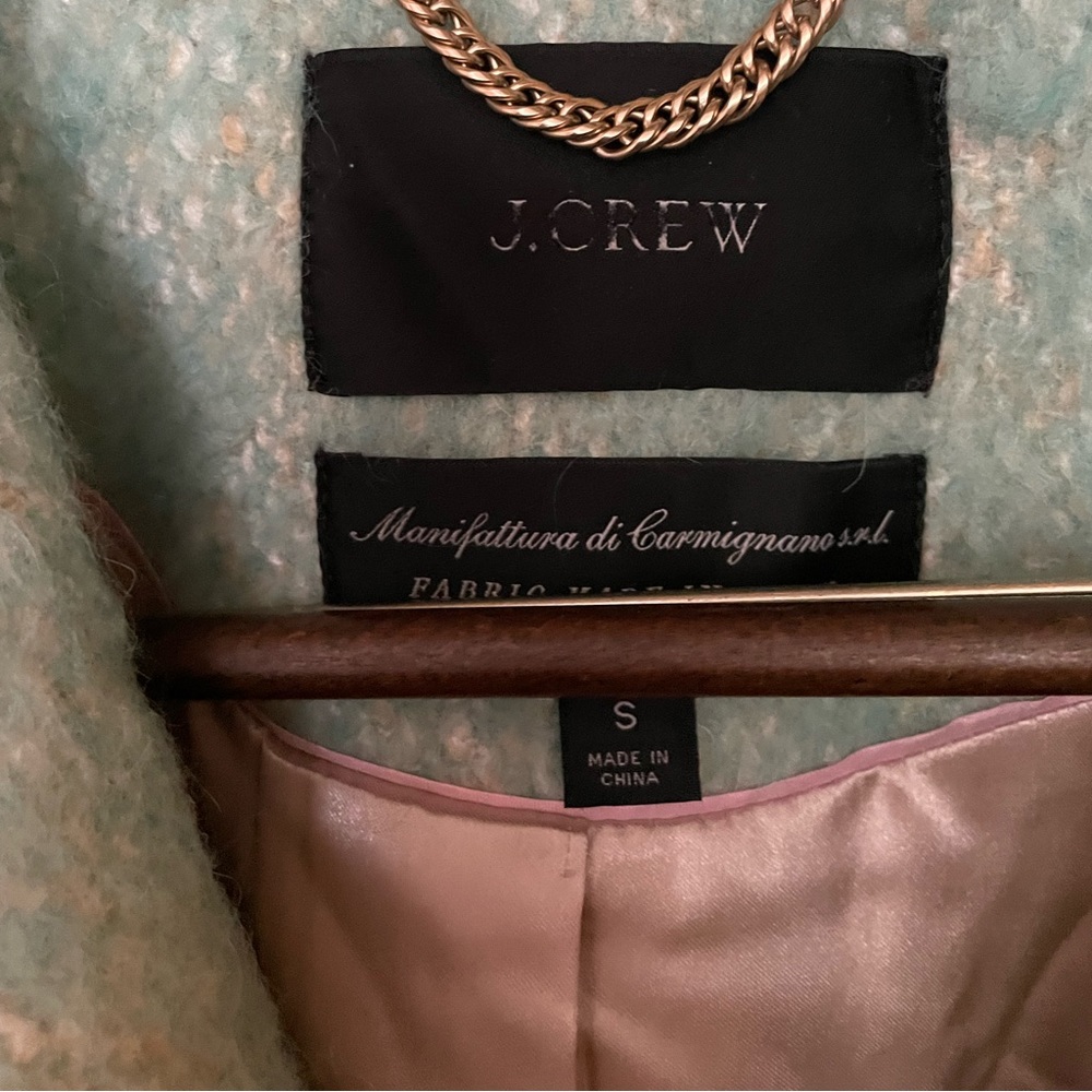 J.Crew Relaxed Top coat in Italian brushed wool in wintermint color